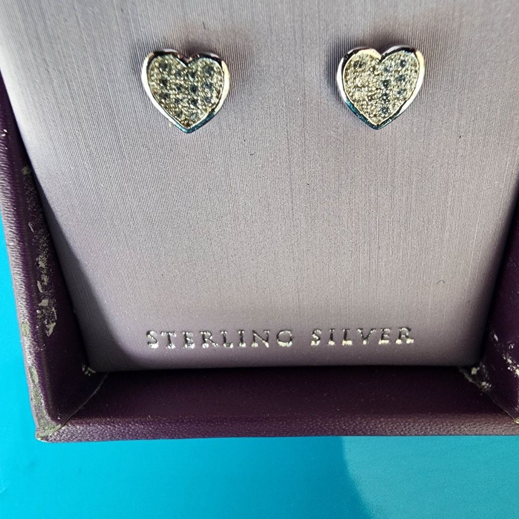 Stirling Silver Heart Shaped Earrings
